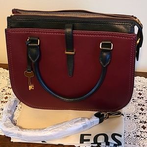 Fossil Burgundy and Black Satchel